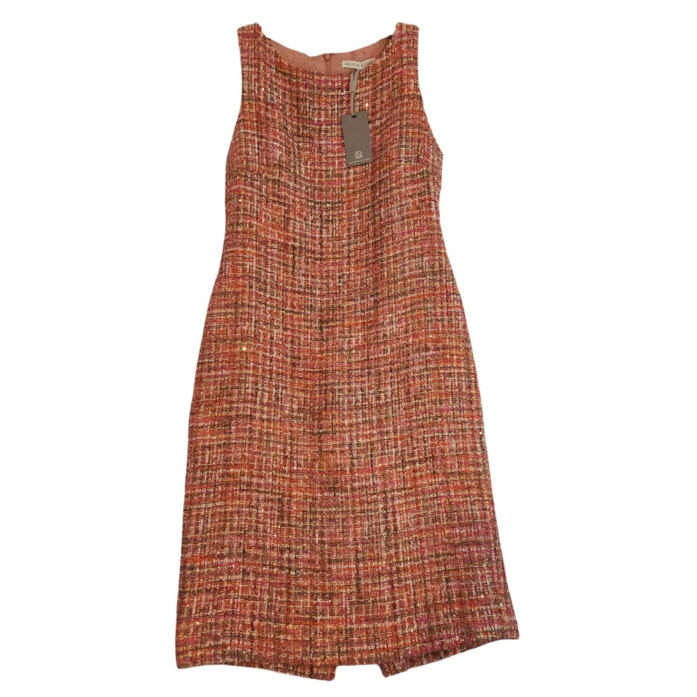 Preston & York Size 10 Classic Chic Gloria Pink Cosmo Tweed Tank Dress NWT 1034